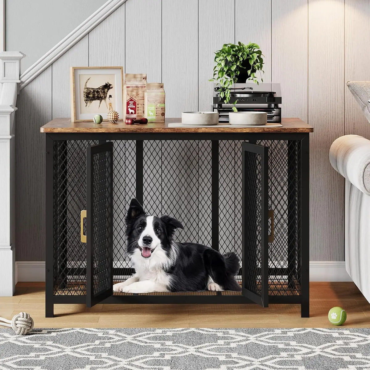 HiMISS Heavy Duty Dog Crate Furniture With Double Doors