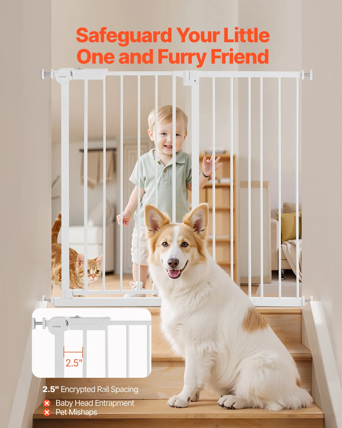 SucceBuy Baby Gate Pressure Mount Walk Through Dog Gate