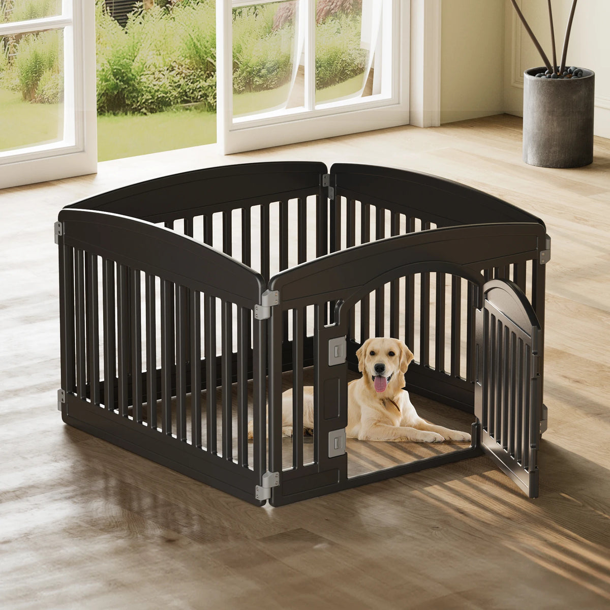 JHK Plastic Dog Playpen 6 Panel Expandable Durable Pet Fence
