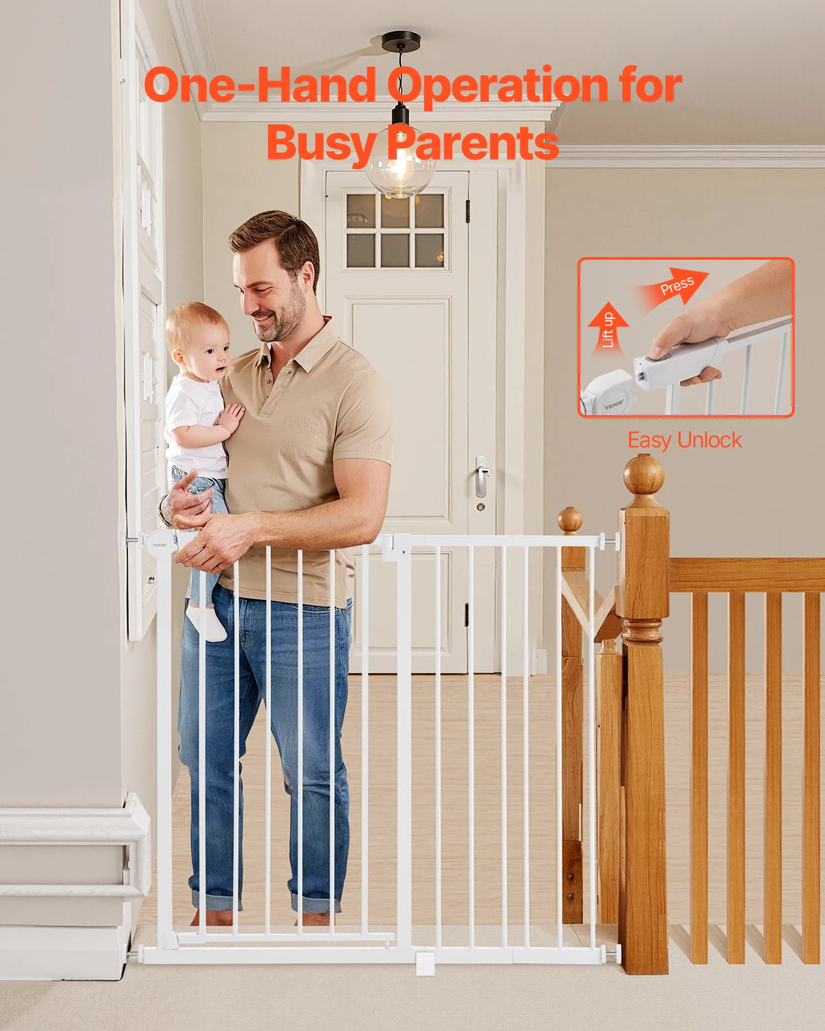 SucceBuy Baby Gate Pressure Mount Walk Through Dog Gate