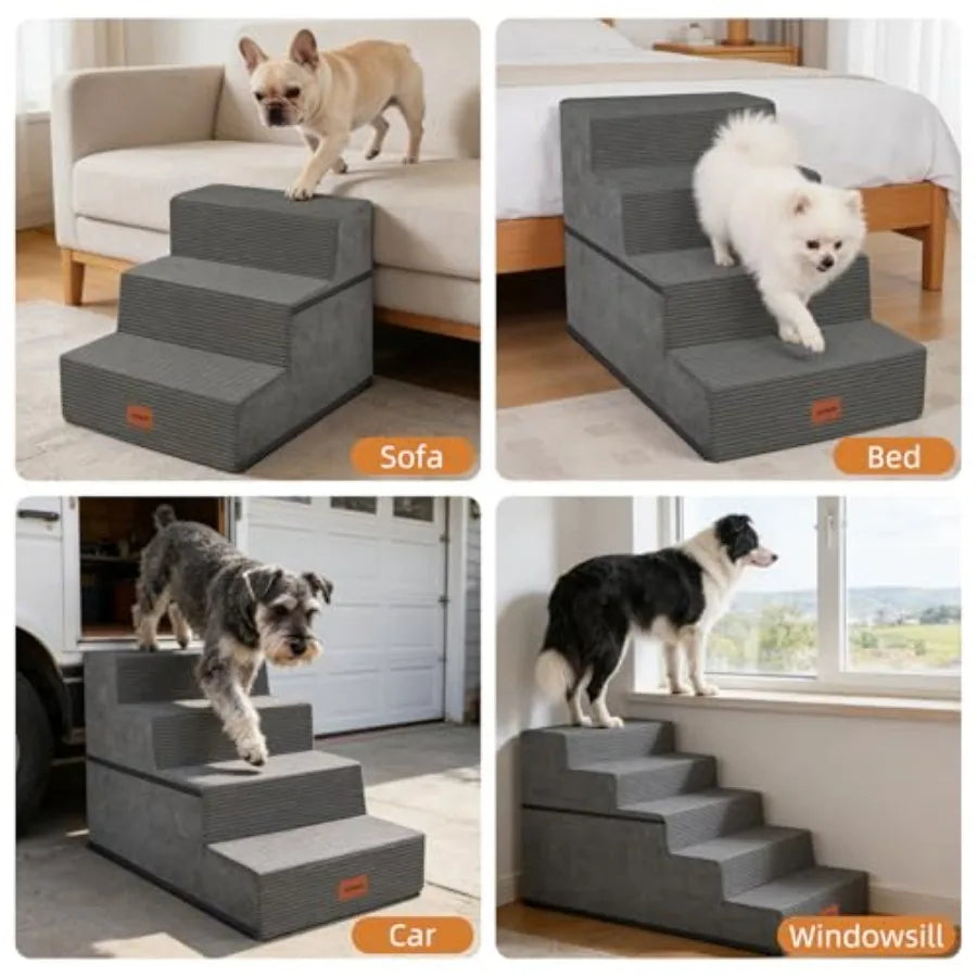 Dog Stairs for Large Dogs 5 Step Non Slip Ramp for High Beds