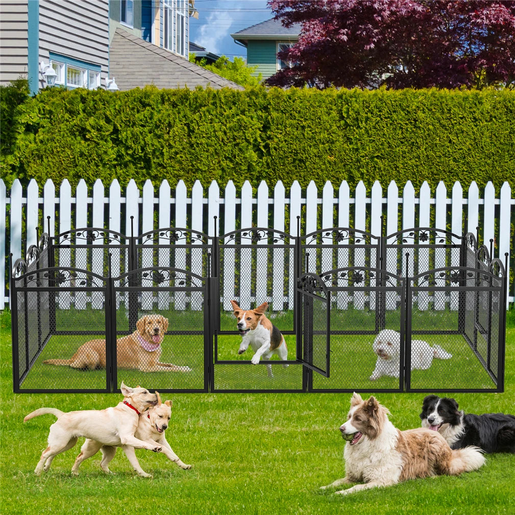 BINGOPAW Metal Dog Playpen with Gate Foldable Heavy Duty Enclosure