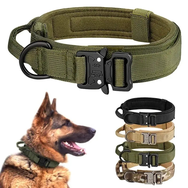 Outdoor Tactical Nylon Dog Collar With Metal Buckle Breathable