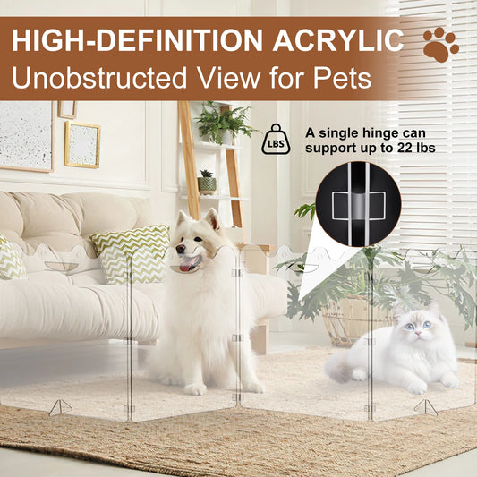 Foldable Acrylic Pet Gate For Stairs And Rooms Clear Barrier